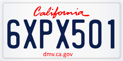 CA license plate 6XPX501