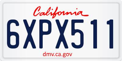CA license plate 6XPX511