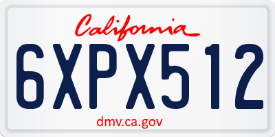 CA license plate 6XPX512