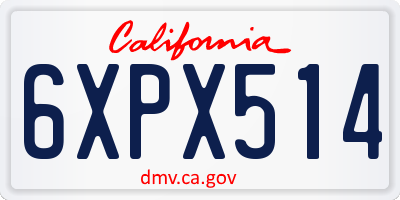 CA license plate 6XPX514
