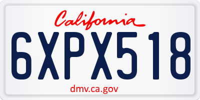 CA license plate 6XPX518