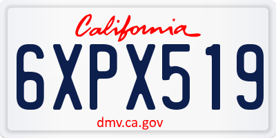 CA license plate 6XPX519