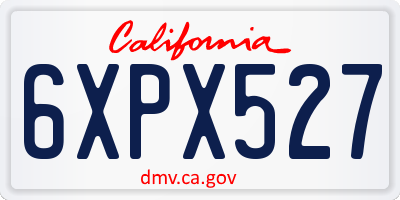 CA license plate 6XPX527