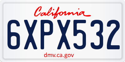CA license plate 6XPX532