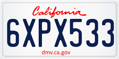 CA license plate 6XPX533