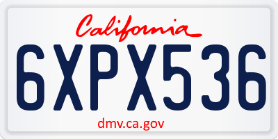 CA license plate 6XPX536