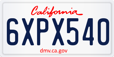 CA license plate 6XPX540