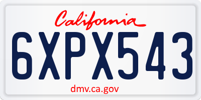CA license plate 6XPX543