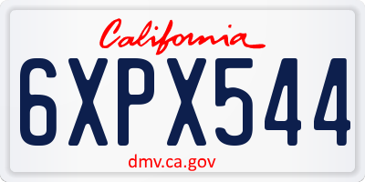 CA license plate 6XPX544