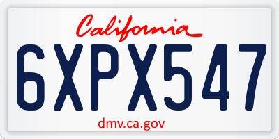 CA license plate 6XPX547