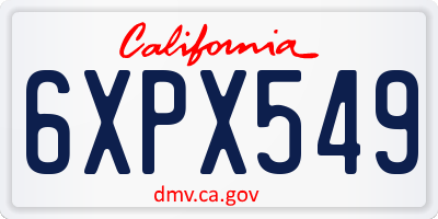 CA license plate 6XPX549