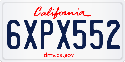 CA license plate 6XPX552