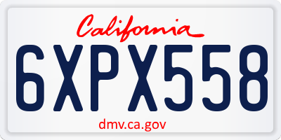 CA license plate 6XPX558