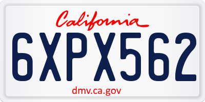 CA license plate 6XPX562