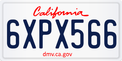 CA license plate 6XPX566