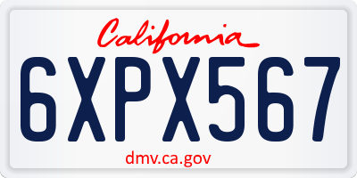 CA license plate 6XPX567