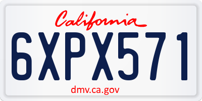 CA license plate 6XPX571