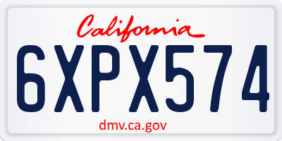 CA license plate 6XPX574