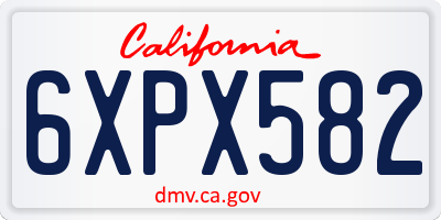 CA license plate 6XPX582