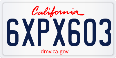 CA license plate 6XPX603