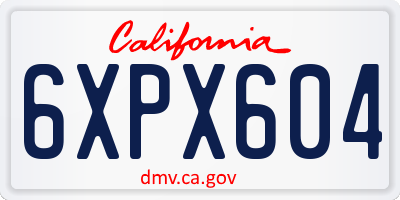 CA license plate 6XPX604