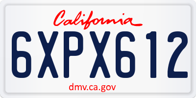 CA license plate 6XPX612