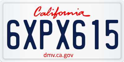 CA license plate 6XPX615