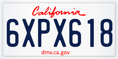 CA license plate 6XPX618