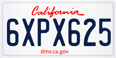 CA license plate 6XPX625