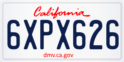 CA license plate 6XPX626