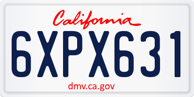 CA license plate 6XPX631