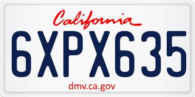 CA license plate 6XPX635