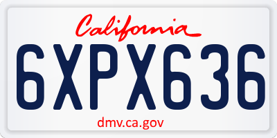 CA license plate 6XPX636