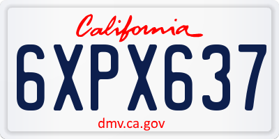 CA license plate 6XPX637