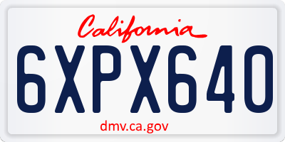 CA license plate 6XPX640
