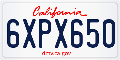 CA license plate 6XPX650