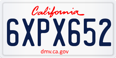 CA license plate 6XPX652