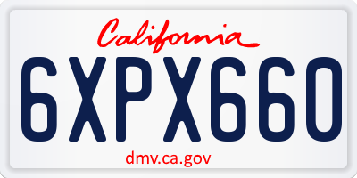 CA license plate 6XPX660