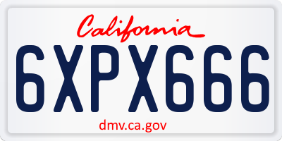 CA license plate 6XPX666