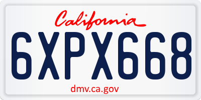 CA license plate 6XPX668