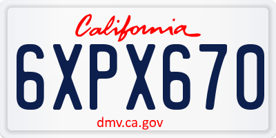 CA license plate 6XPX670