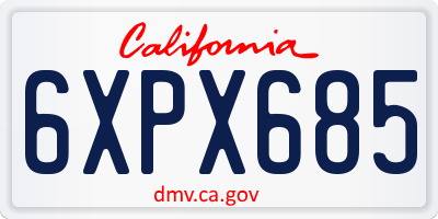CA license plate 6XPX685