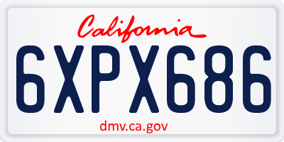 CA license plate 6XPX686