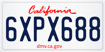 CA license plate 6XPX688