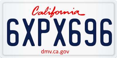 CA license plate 6XPX696