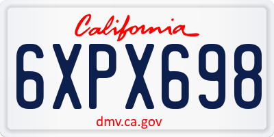 CA license plate 6XPX698