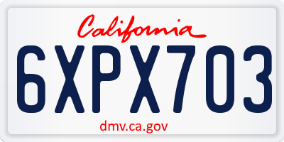 CA license plate 6XPX703