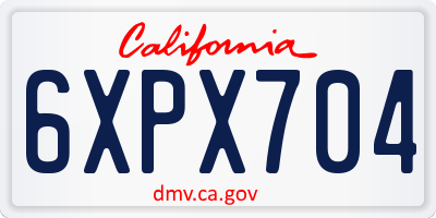 CA license plate 6XPX704