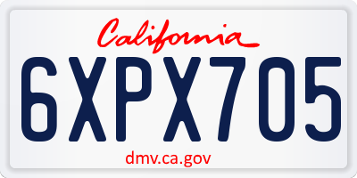 CA license plate 6XPX705