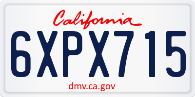 CA license plate 6XPX715